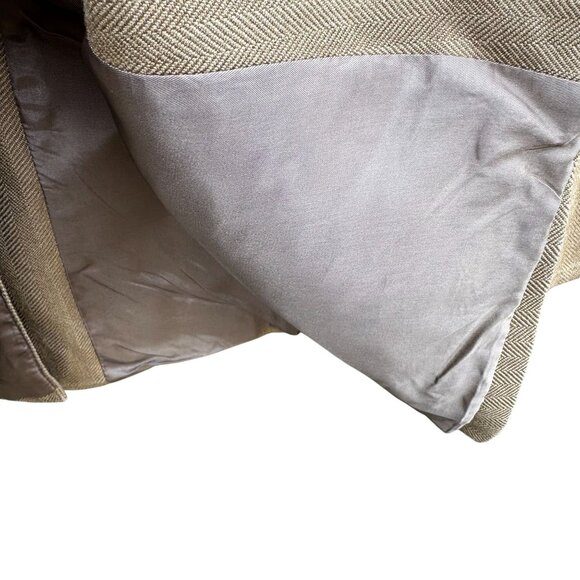 Chaps Ralph Lauren Vintage Mens Tan Herringbone Blazer Silk Classic 2 Button 42R - Picture 12 of 13